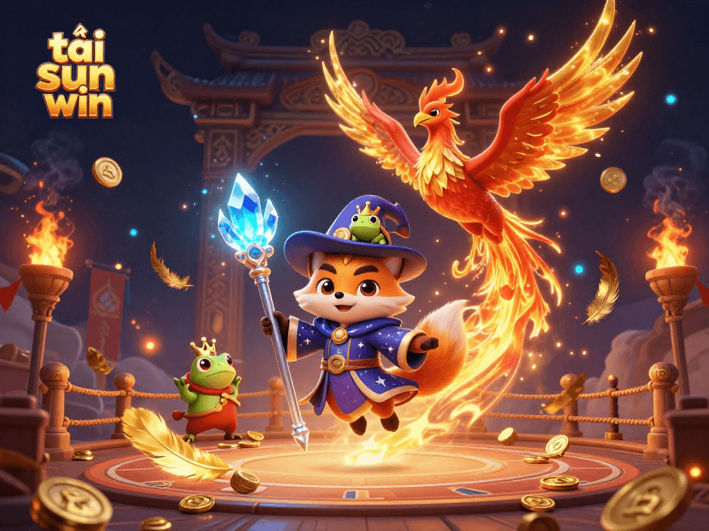 Engage with the thrilling world of tải sun win, featuring magical casino elements and vibrant characters in a dynamic scene.