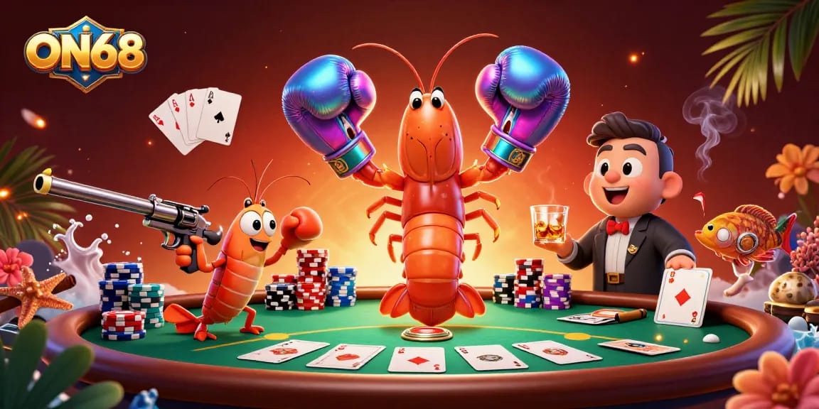 Play poker with ON68's exciting characters, including a mantis shrimp and a coral grouper announcer.