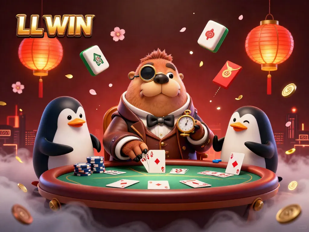 Experience high-stakes poker with LL WIN's lively underwater casino scene featuring colorful characters.