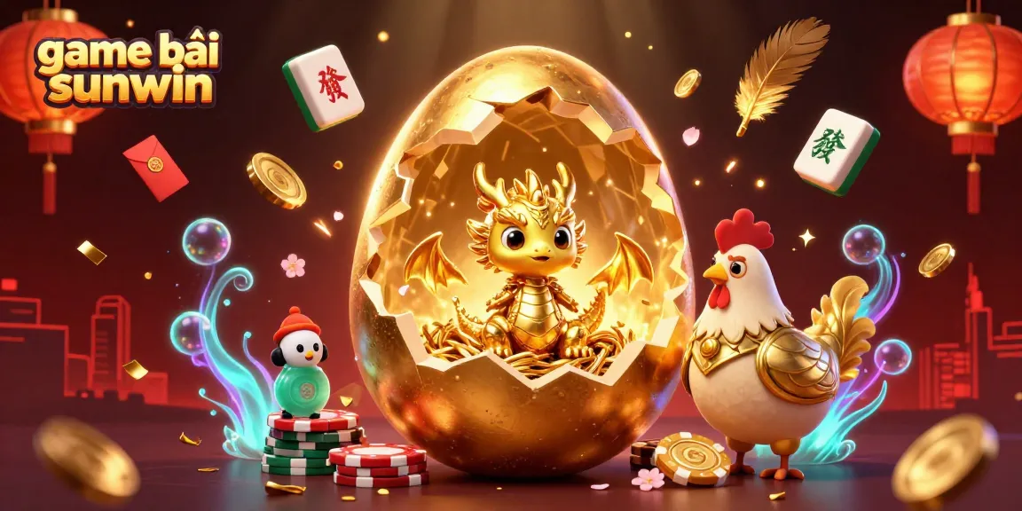 Experience game bài sunwin with vibrant visuals of golden characters amidst festive elements.