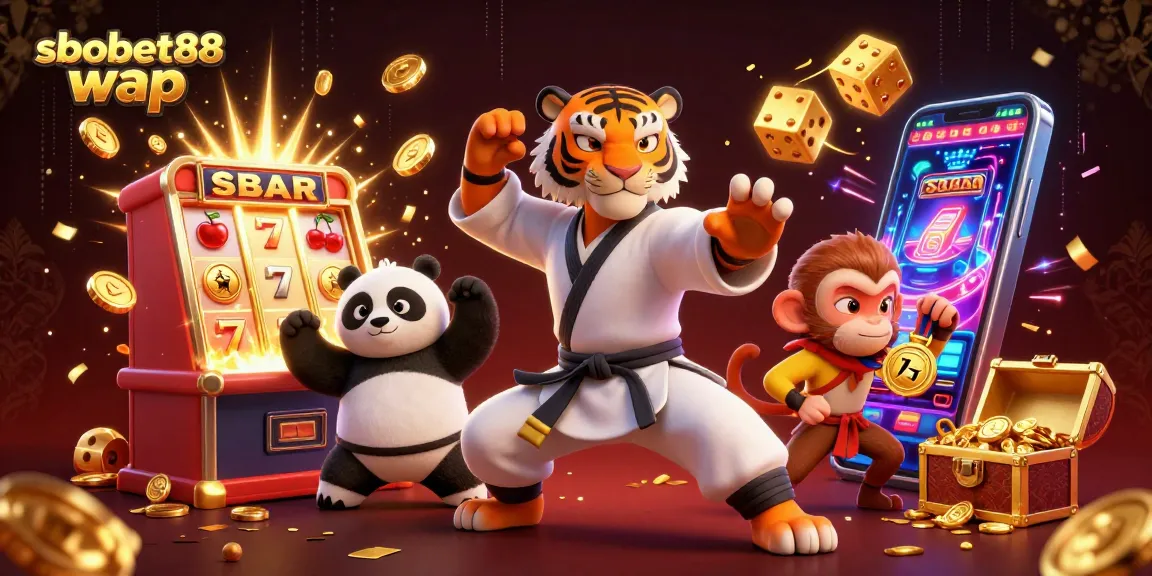 Experience thrilling moments with sbobet88 wap in a colorful casino scene featuring exciting game elements.