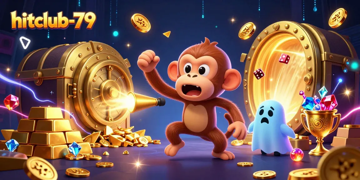 Experience the thrill of hitclub-79 with a haunted casino scene featuring a mischievous poltergeist monkey.