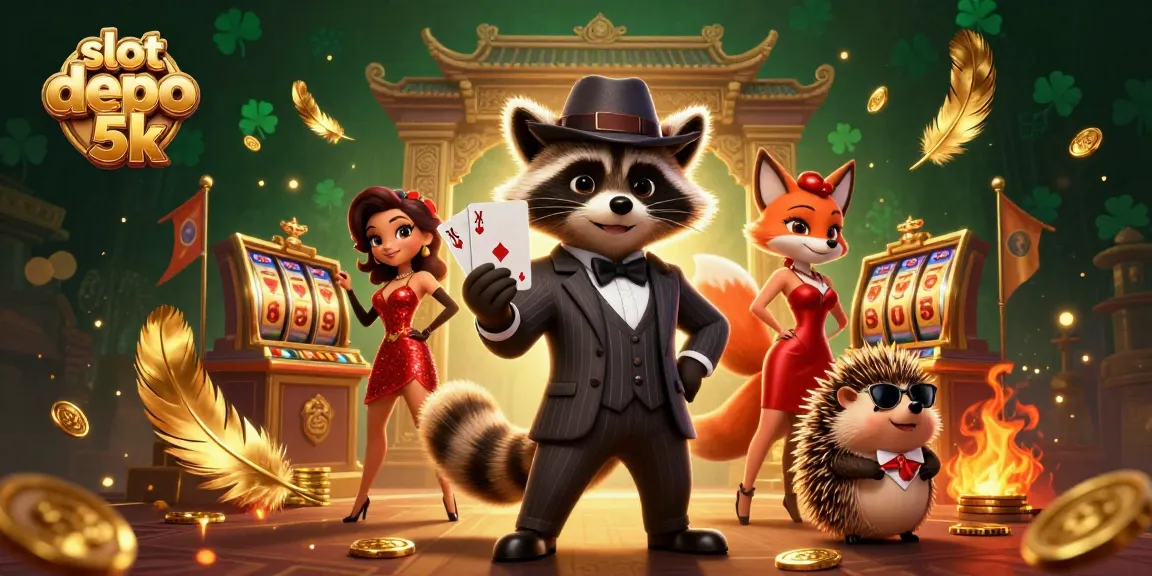Engage with slot depo 5k featuring a suave raccoon and vibrant casino elements.